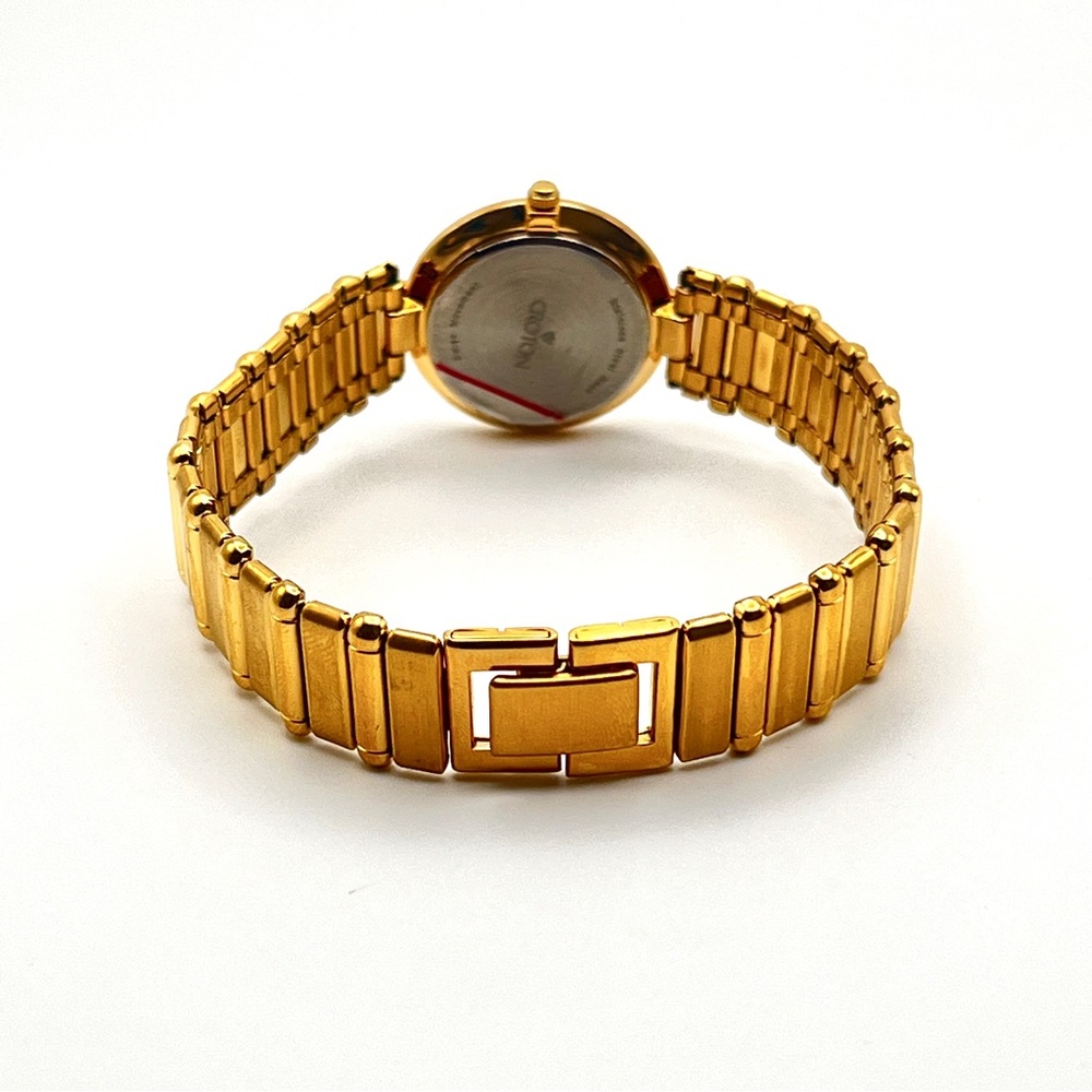Vintage CROTON Ladies Gold Tone Watch Round Face Date Window 7.25” Bracelet - Picture 4 of 12